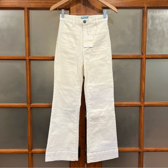 NWT✨ Show Me Your Mumu Cropped Farrah Trouser Pearly White - Picture 3 of 8